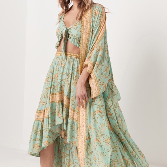 🎀 BOHO KIMONO ROBE DUSTER BOHEMIAN GYPSY COVER LONG MAXI PASTEL WIDE SLEEVE - Picture 5 of 10